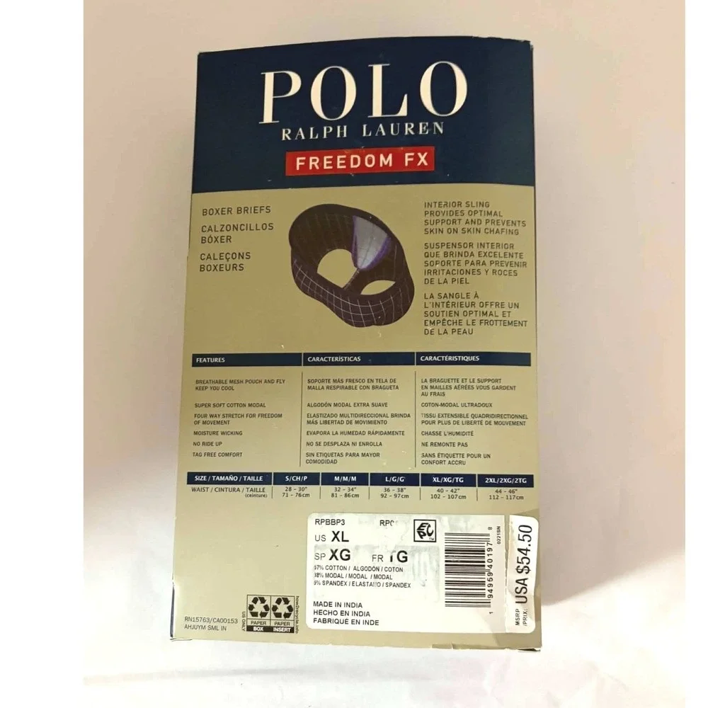 Polo Ralph Lauren 3-Pack SZ XL Freedom FX Boxer Briefs Black Red Pony‎